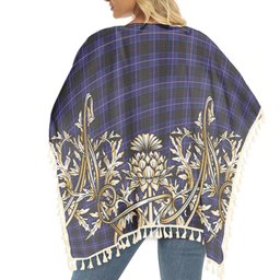 ScotsTee Shop Scottish Dunlop Tartan Scotland Royal Golden Thistle Square Fringed Shawl
