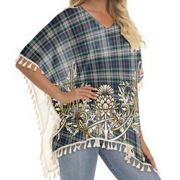 ScotsTee Shop Scottish Davidson of Tulloch Dress Modern Tartan Scotland Royal Golden Thistle Square Fringed Shawl