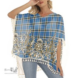 ScotsTee Shop Scottish MacTavish Dress Modern Tartan Scotland Royal Golden Thistle Square Fringed Shawl