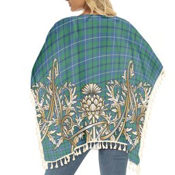 ScotsTee Shop Scottish Sandilands Ancient Tartan Scotland Royal Golden Thistle Square Fringed Shawl