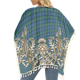 ScotsTee Shop Scottish MacThomas Tartan Scotland Royal Golden Thistle Square Fringed Shawl