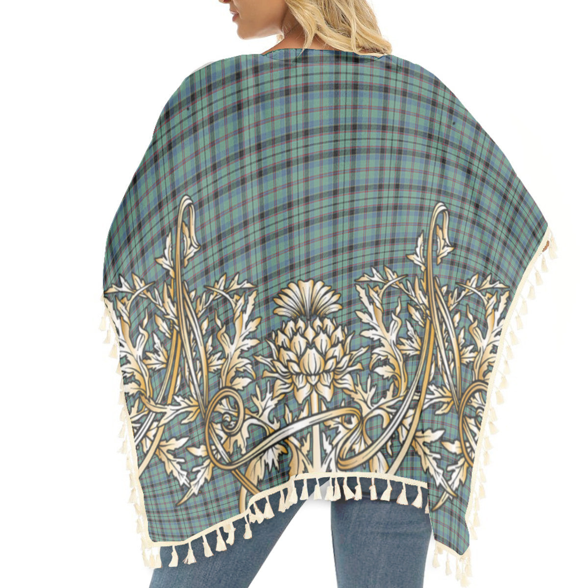 ScotsTee Shop Scottish Stephenson Ancient Tartan Scotland Royal Golden Thistle Square Fringed Shawl