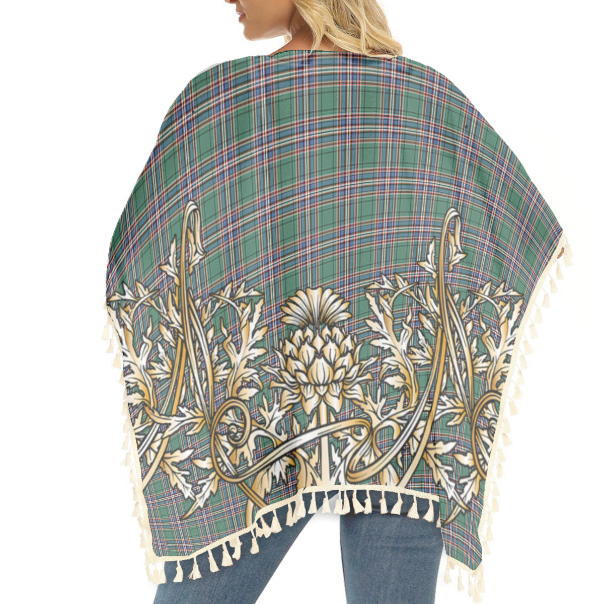 ScotsTee Shop Scottish McFarland Hunting Ancient Tartan Scotland Royal Golden Thistle Square Fringed Shawl