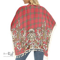 ScotsTee Shop Scottish Ross Modern Tartan Scotland Royal Golden Thistle Square Fringed Shawl