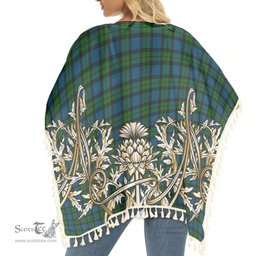 ScotsTee Shop Scottish MacKay Modern Tartan Scotland Royal Golden Thistle Square Fringed Shawl