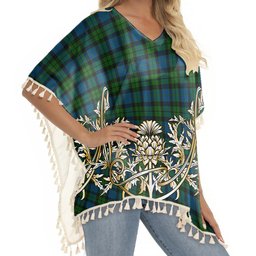 ScotsTee Shop Scottish McKie Tartan Scotland Royal Golden Thistle Square Fringed Shawl