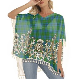 ScotsTee Shop Scottish Johnston Tartan Scotland Royal Golden Thistle Square Fringed Shawl