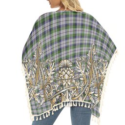 ScotsTee Shop Scottish MacCracken Dress Tartan Scotland Royal Golden Thistle Square Fringed Shawl