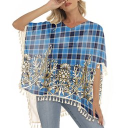 ScotsTee Shop Scottish Strathclyde Tartan Scotland Royal Golden Thistle Square Fringed Shawl
