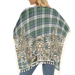 ScotsTee Shop Scottish MacCallum Dress Ancient Tartan Scotland Royal Golden Thistle Square Fringed Shawl