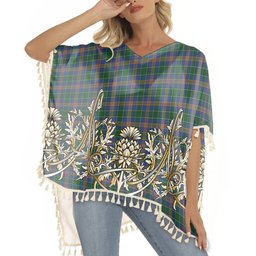 ScotsTee Shop Scottish MacAuliffe Tartan Scotland Royal Golden Thistle Square Fringed Shawl