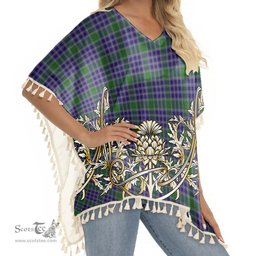 ScotsTee Shop Scottish MacDonald Lord of the Isles Hunting 2 Tartan Scotland Royal Golden Thistle Square Fringed Shawl
