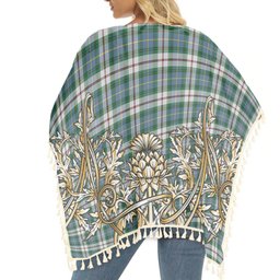 ScotsTee Shop Scottish MacLeod Of Californian Ancient Tartan Scotland Royal Golden Thistle Square Fringed Shawl