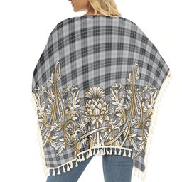 ScotsTee Shop Scottish MacRae, Dress Tartan Scotland Royal Golden Thistle Square Fringed Shawl