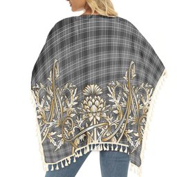 ScotsTee Shop Scottish Stewart Mourning 3 Tartan Scotland Royal Golden Thistle Square Fringed Shawl