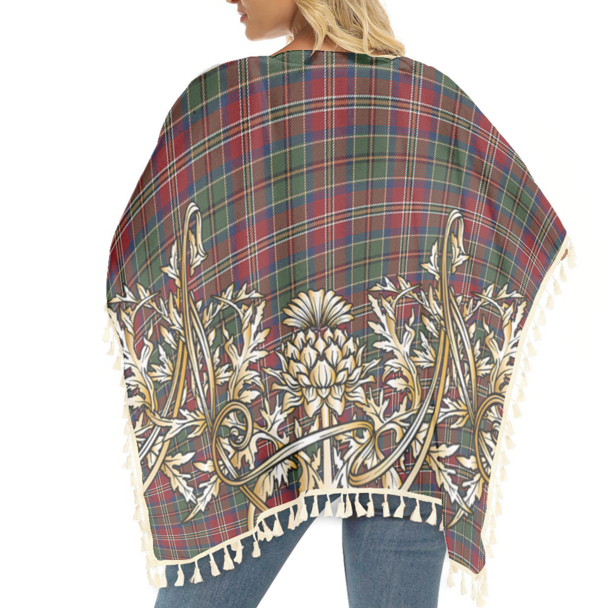 ScotsTee Shop Scottish MacCulloch Ancient Tartan Scotland Royal Golden Thistle Square Fringed Shawl