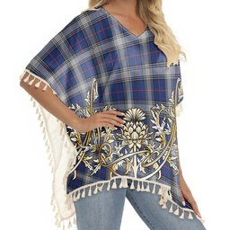 ScotsTee Shop Scottish Kinnaird Modern Tartan Scotland Royal Golden Thistle Square Fringed Shawl