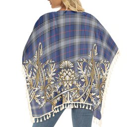 ScotsTee Shop Scottish Kinnaird Modern Tartan Scotland Royal Golden Thistle Square Fringed Shawl