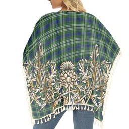ScotsTee Shop Scottish Purves Tartan Scotland Royal Golden Thistle Square Fringed Shawl