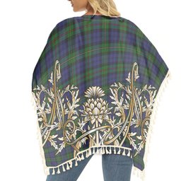 ScotsTee Shop Scottish McEwen Tartan Scotland Royal Golden Thistle Square Fringed Shawl