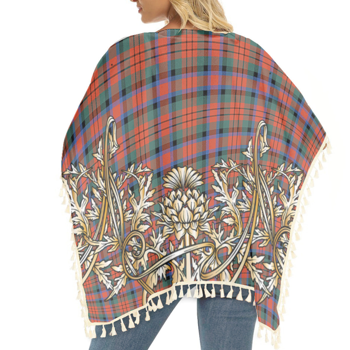 ScotsTee Shop Scottish McDuff Ancient Tartan Scotland Royal Golden Thistle Square Fringed Shawl