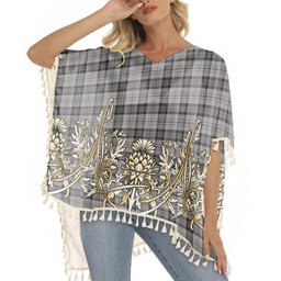 ScotsTee Shop Scottish Harris Tartan Scotland Royal Golden Thistle Square Fringed Shawl