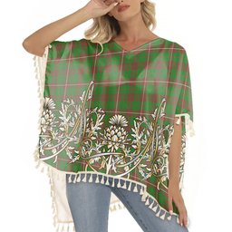 ScotsTee Shop Scottish MacKinnon Hunting Modern Tartan Scotland Royal Golden Thistle Square Fringed Shawl
