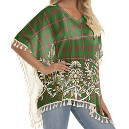 ScotsTee Shop Scottish MacKinnon Hunting Modern Tartan Scotland Royal Golden Thistle Square Fringed Shawl