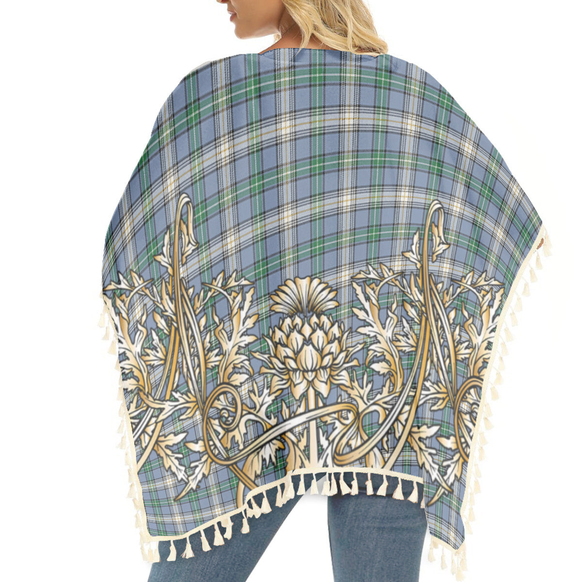 ScotsTee Shop Scottish McDowell Ancient Tartan Scotland Royal Golden Thistle Square Fringed Shawl