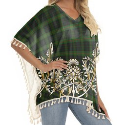 ScotsTee Shop Scottish Gunn VS Tartan Scotland Royal Golden Thistle Square Fringed Shawl