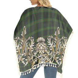 ScotsTee Shop Scottish Gunn VS Tartan Scotland Royal Golden Thistle Square Fringed Shawl