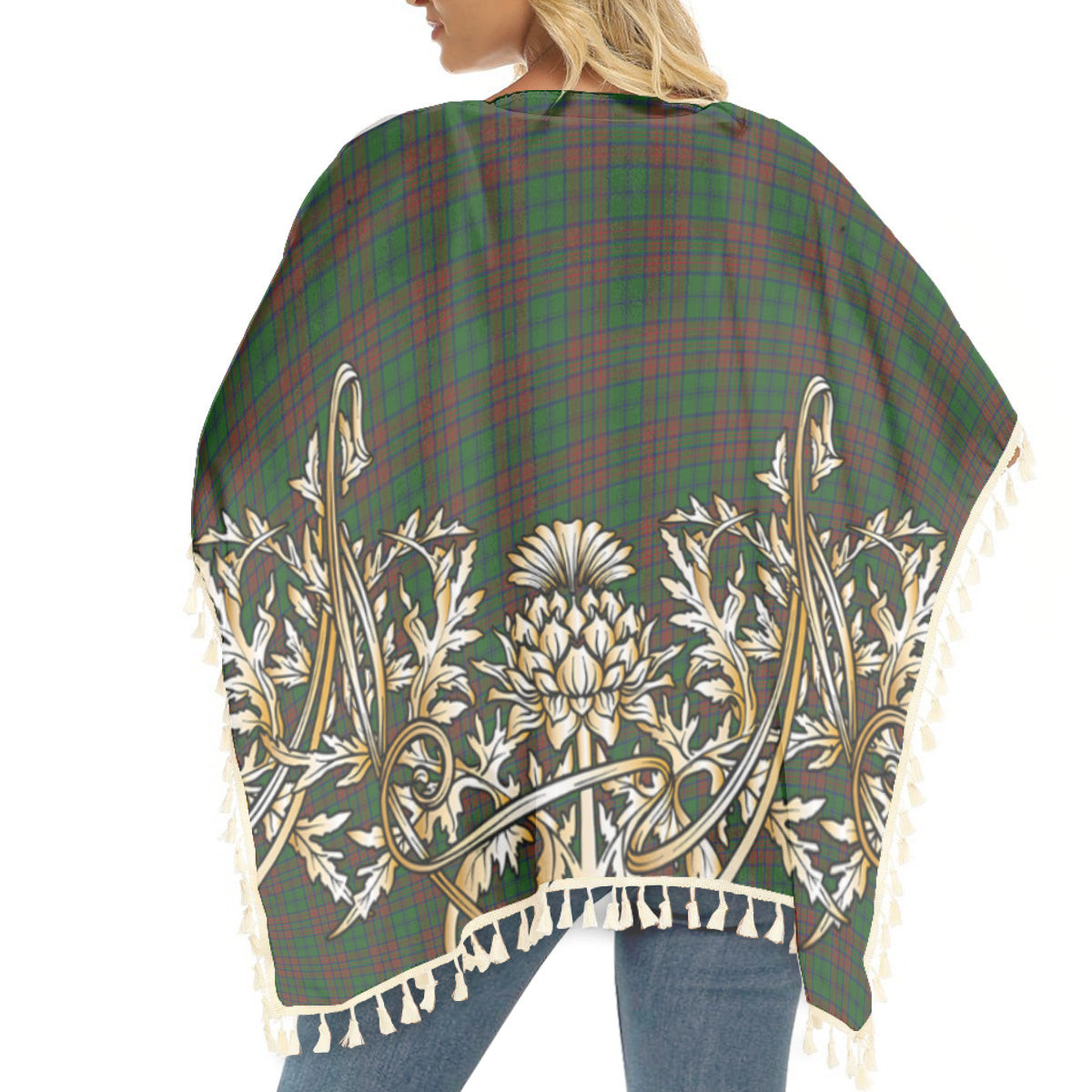 ScotsTee Shop Scottish Matheson Hunting Highland Society of London Tartan Scotland Royal Golden Thistle Square Fringed Shawl