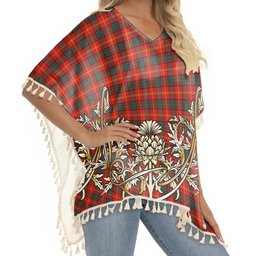 ScotsTee Shop Scottish Kirk Modern Tartan Scotland Royal Golden Thistle Square Fringed Shawl