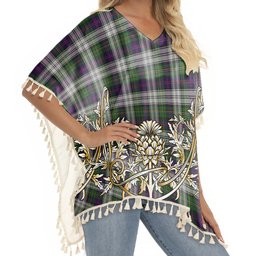 ScotsTee Shop Scottish McCallum Dress Tartan Scotland Royal Golden Thistle Square Fringed Shawl