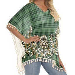 ScotsTee Shop Scottish MacDonald Lord of the Isles Hunting SC Tartan Scotland Royal Golden Thistle Square Fringed Shawl
