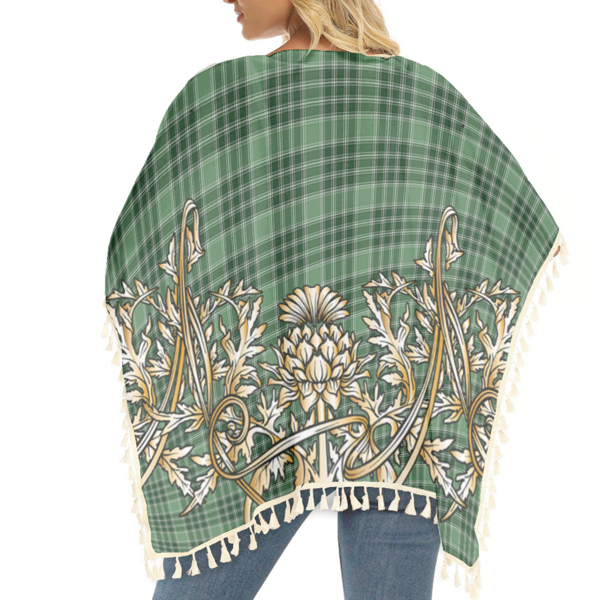 ScotsTee Shop Scottish MacDonald Lord of the Isles Hunting SC Tartan Scotland Royal Golden Thistle Square Fringed Shawl