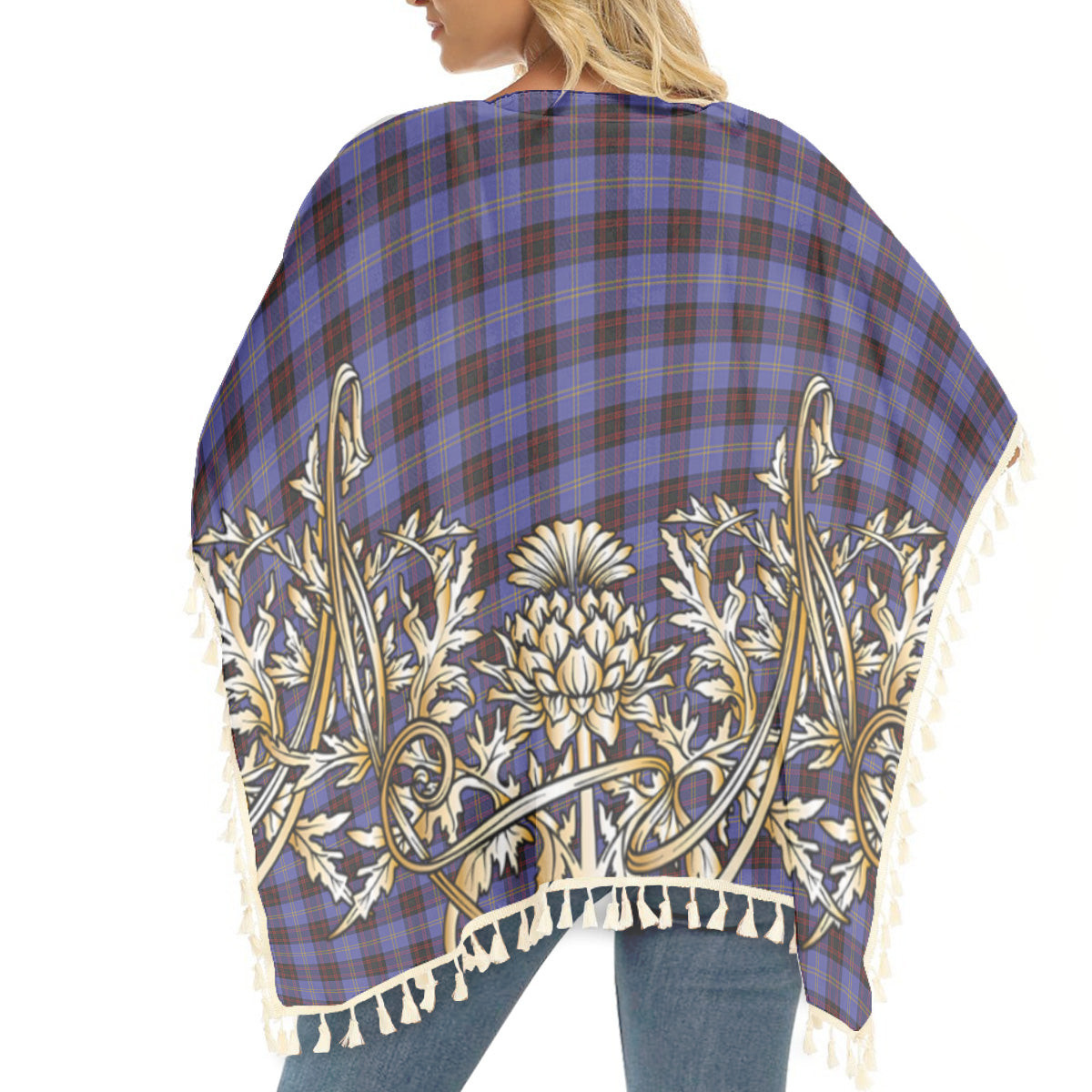 ScotsTee Shop Scottish Rutherford Tartan Scotland Royal Golden Thistle Square Fringed Shawl
