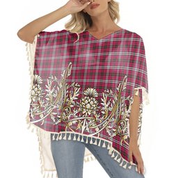 ScotsTee Shop Scottish Little Tartan Scotland Royal Golden Thistle Square Fringed Shawl