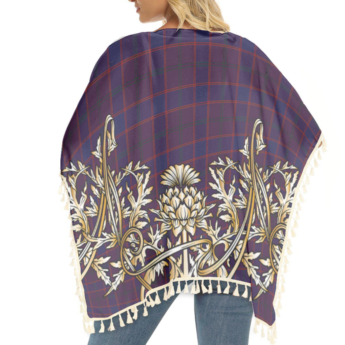 ScotsTee Shop Scottish Rutherford John Tartan Scotland Royal Golden Thistle Square Fringed Shawl