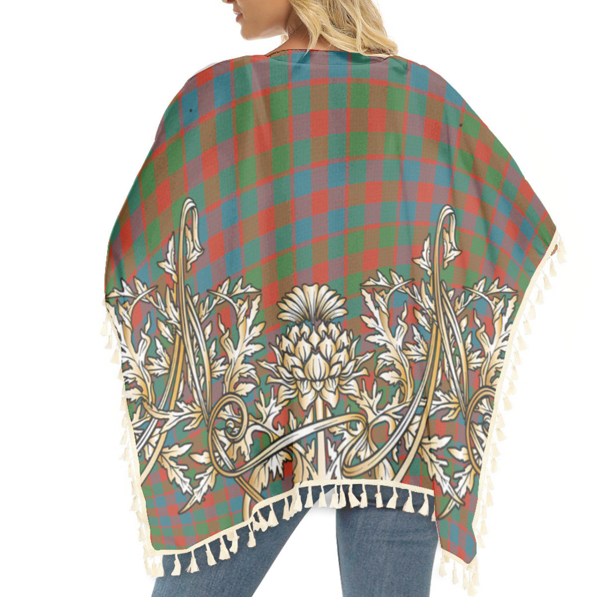 ScotsTee Shop Scottish MacGowan Ancient Tartan Scotland Royal Golden Thistle Square Fringed Shawl