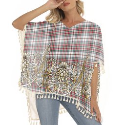 ScotsTee Shop Scottish MacBain Dress Modern Tartan Scotland Royal Golden Thistle Square Fringed Shawl