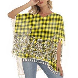 ScotsTee Shop Scottish MacLeod of Lewis Modern Tartan Scotland Royal Golden Thistle Square Fringed Shawl