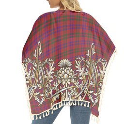 ScotsTee Shop Scottish Lovat or Fraser Tartan Scotland Royal Golden Thistle Square Fringed Shawl