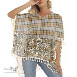 ScotsTee Shop Scottish MacKellar Dress Reproduction colours Tartan Scotland Royal Golden Thistle Square Fringed Shawl