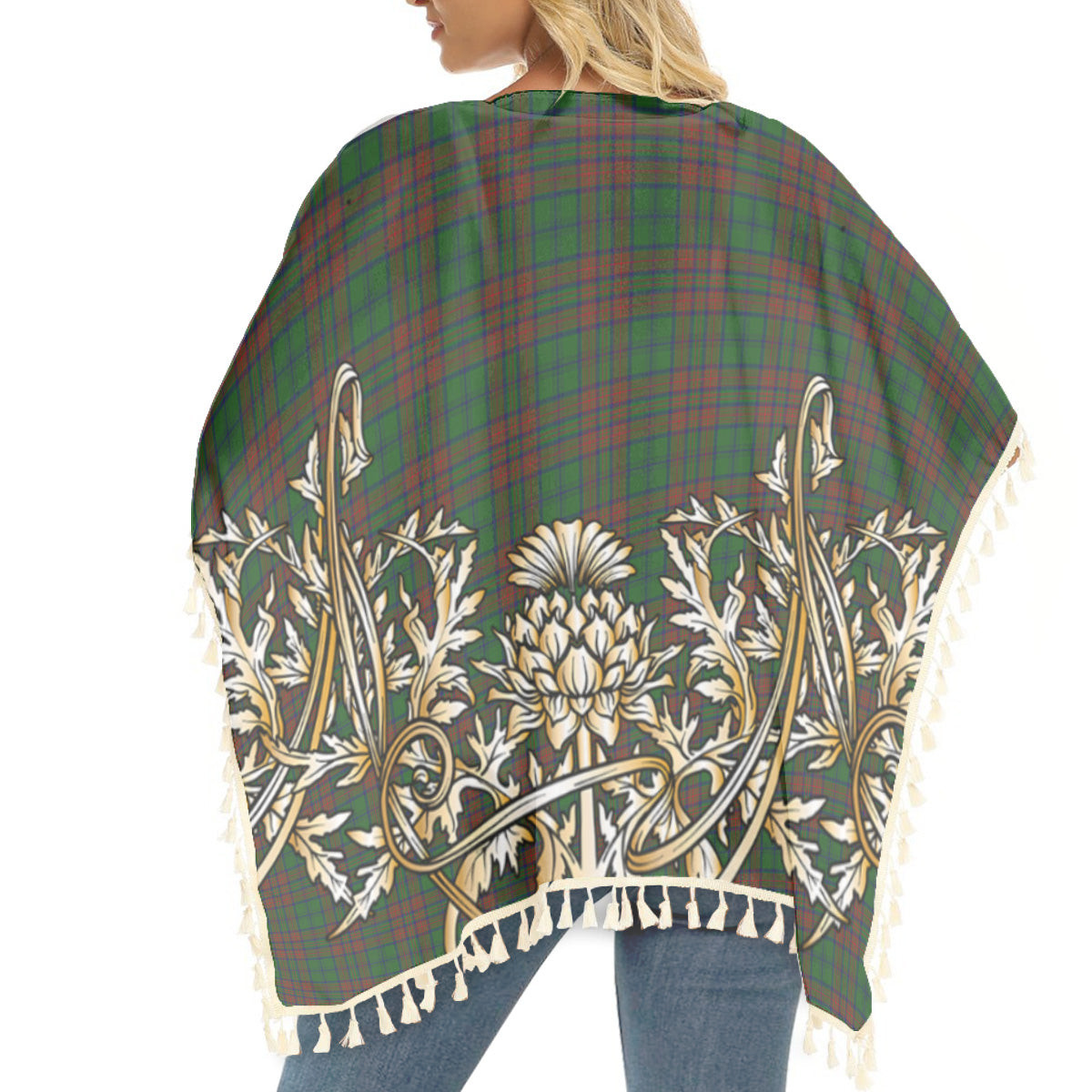 ScotsTee Shop Scottish Matheson Hunting Highland Tartan Scotland Royal Golden Thistle Square Fringed Shawl