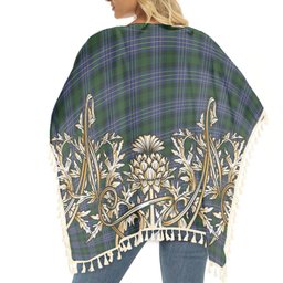 ScotsTee Shop Scottish Hughes Tartan Scotland Royal Golden Thistle Square Fringed Shawl