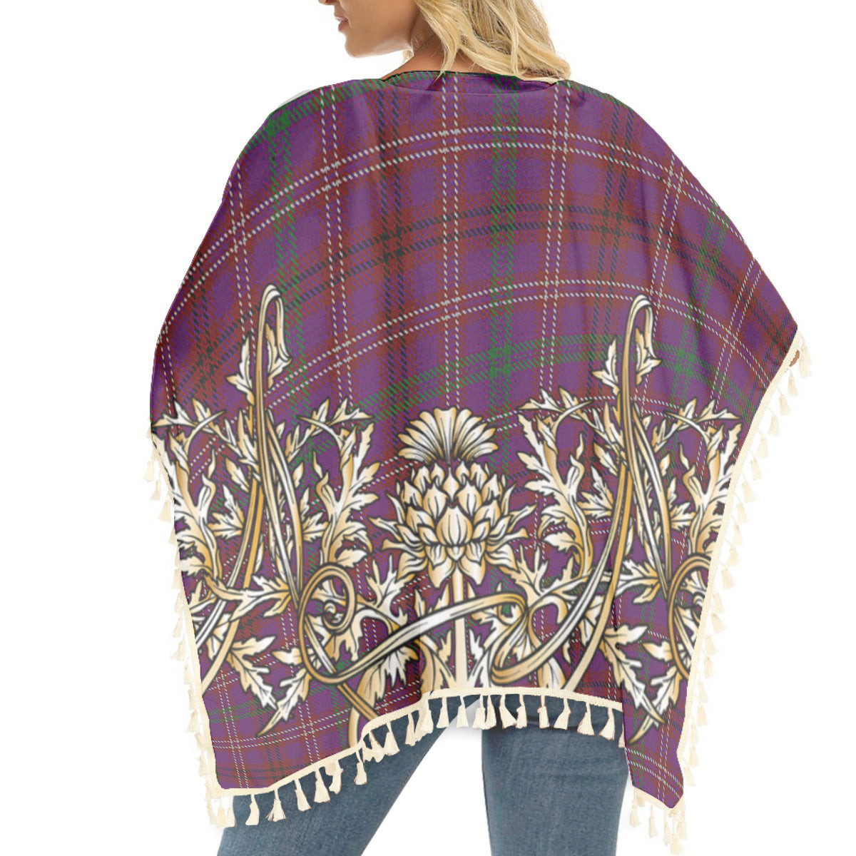 ScotsTee Shop Scottish McCall (Caithness) Tartan Scotland Royal Golden Thistle Square Fringed Shawl