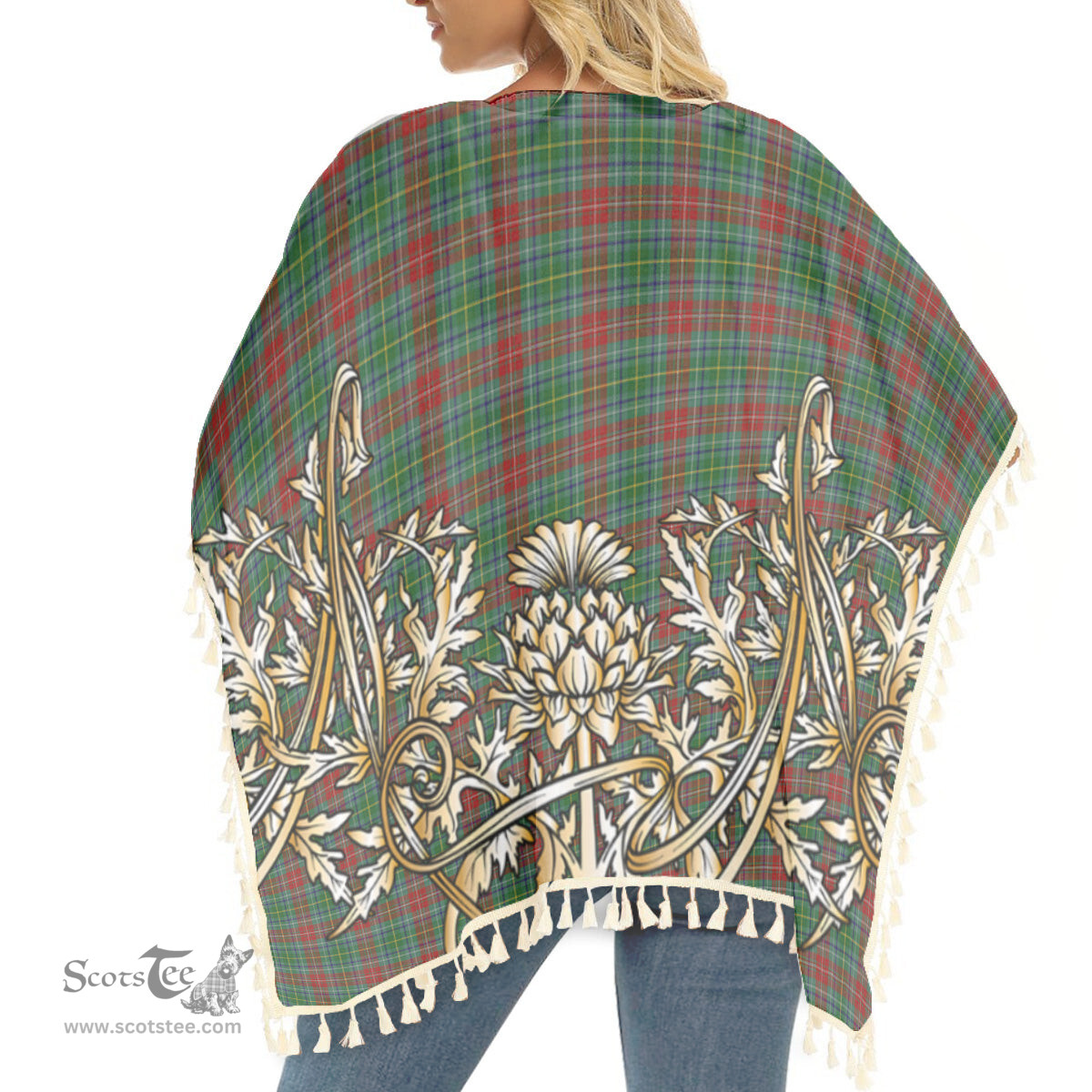 ScotsTee Shop Scottish Muirhead Tartan Scotland Royal Golden Thistle Square Fringed Shawl