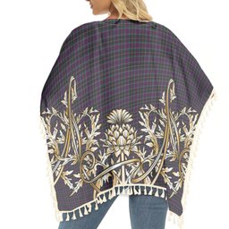 ScotsTee Shop Scottish Harriss Dylan & Family Tartan Scotland Royal Golden Thistle Square Fringed Shawl