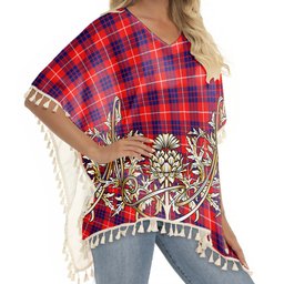 ScotsTee Shop Scottish Hamilton Modern Tartan Scotland Royal Golden Thistle Square Fringed Shawl